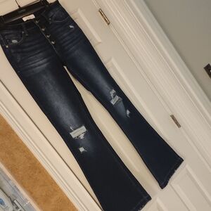 Kancan Women's Dark Blue Flared Jeans